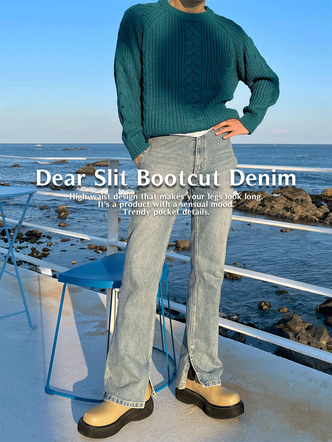 Dear Slit Boots-Cut Denim