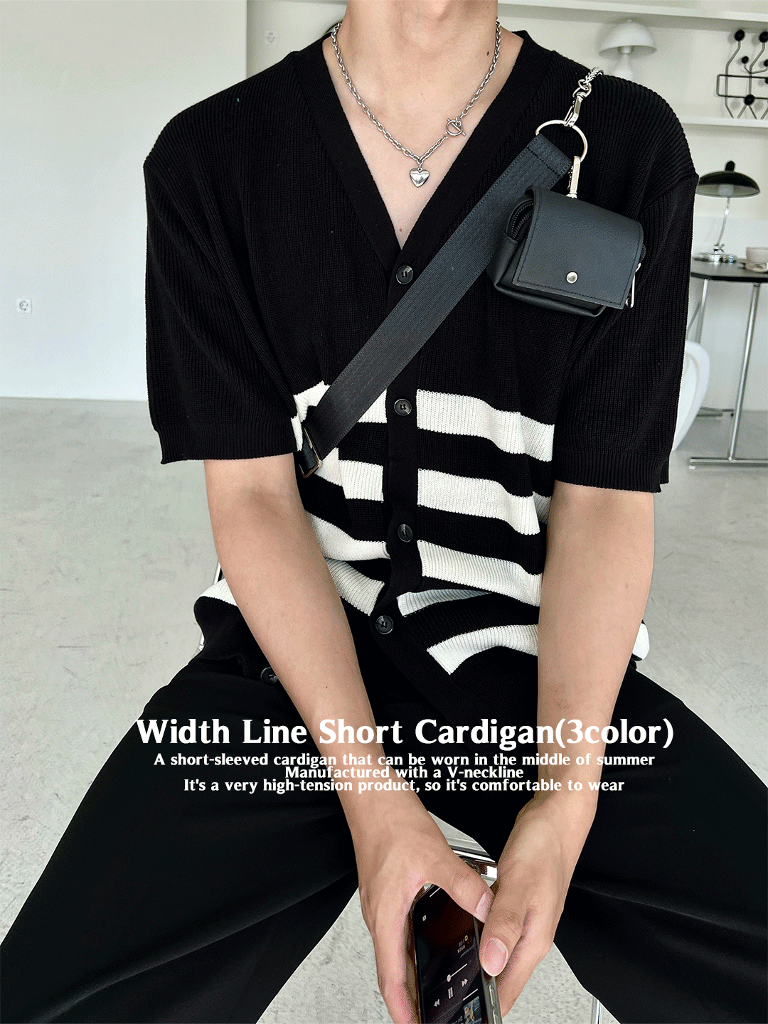 Width Line Short Cardigan(3color)